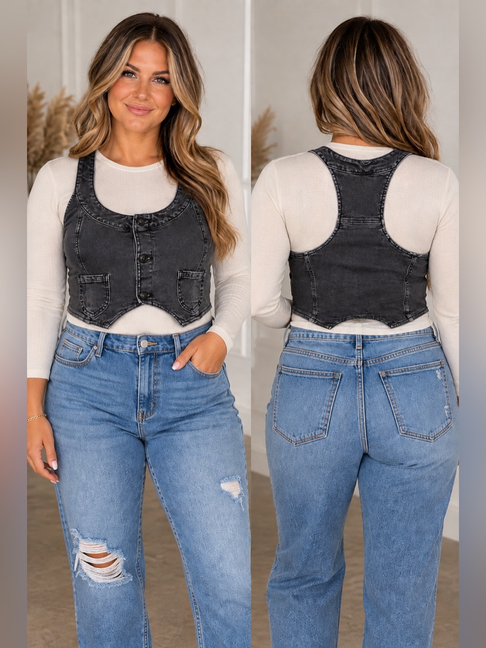American Eagle Jean Vest XL